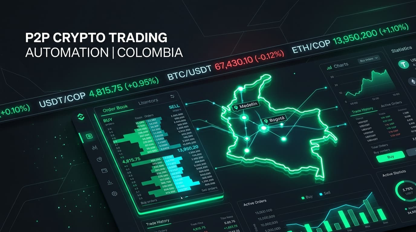 Automatización de trading P2P y actualización de precios en Colombia (USDT/COP)