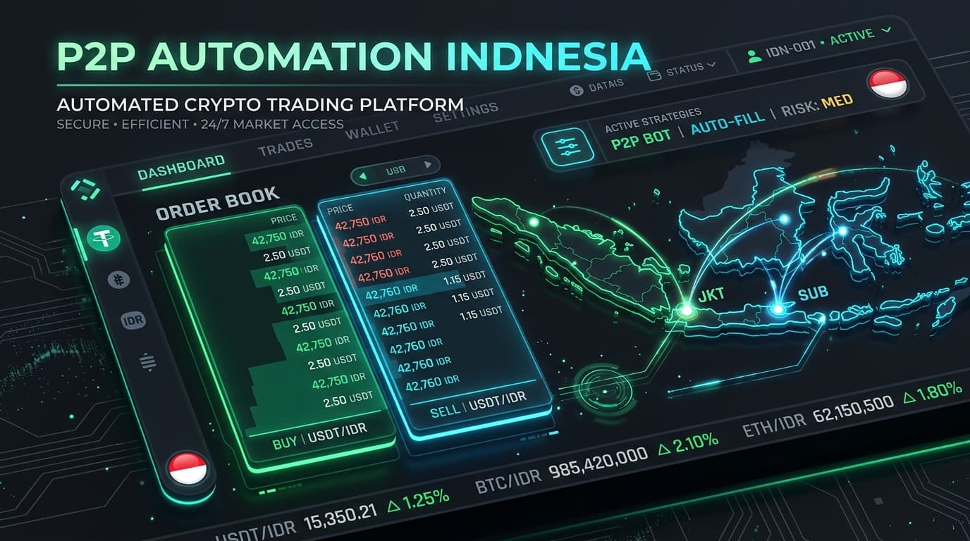 Automated P2P crypto trading and order book repricing in Indonesia (USDT/IDR)